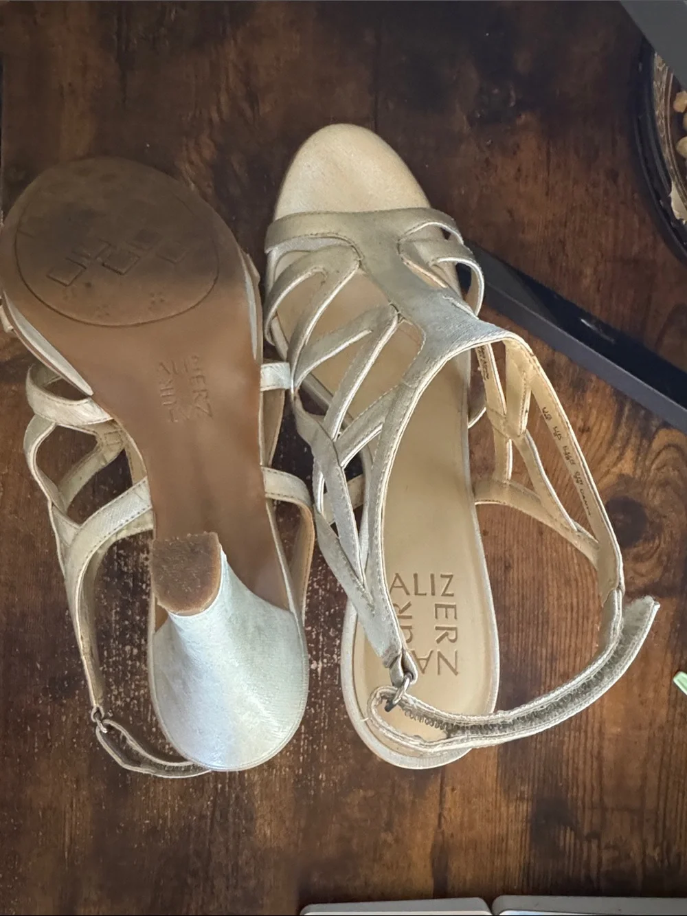 Naturalizer Metallic Champagne Strappy Heels